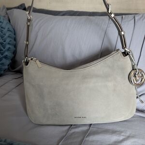 Michael Kors Light Gray Suede Shoulder Crossbody Bag NWT